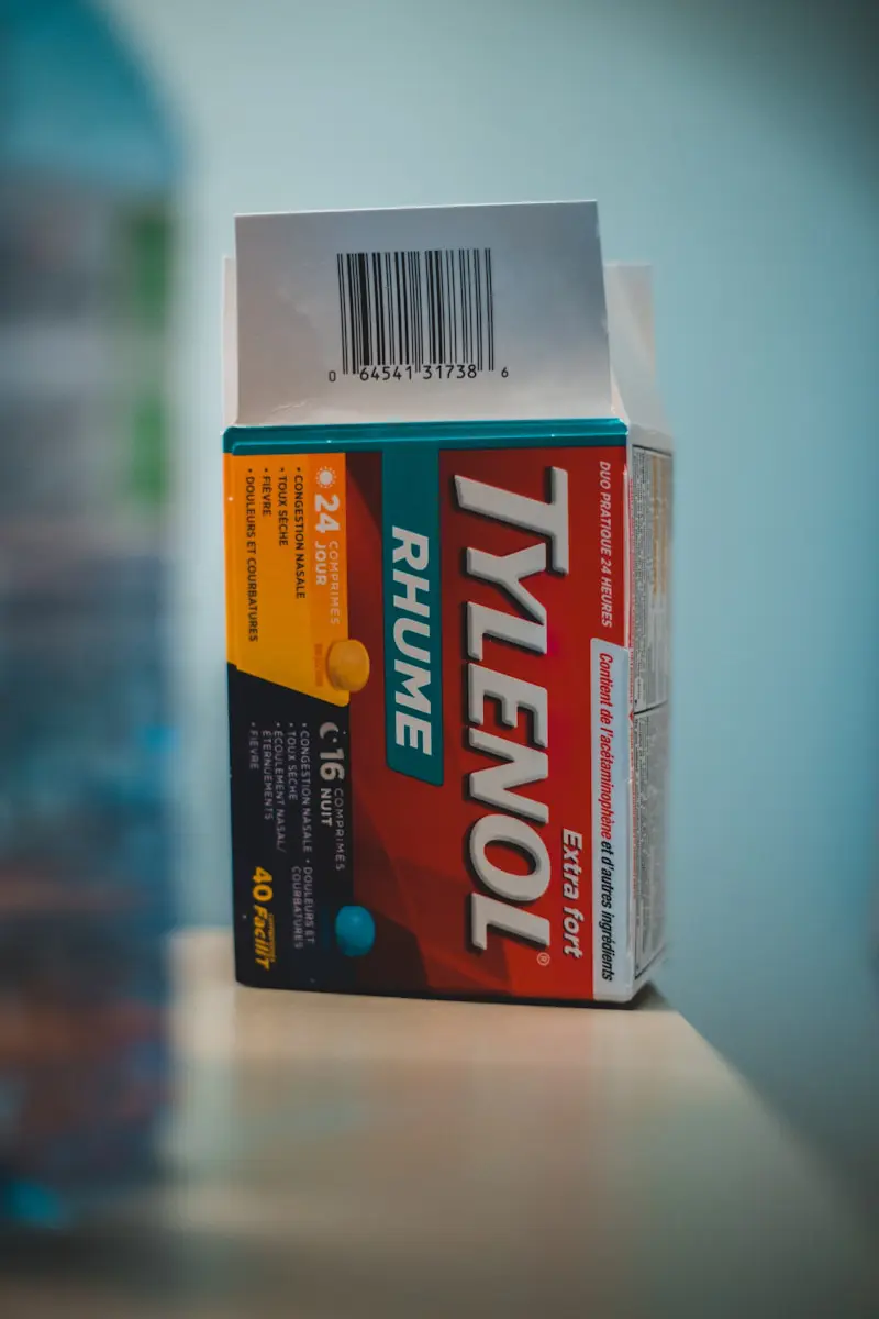 A box of known Tylenol Autism & ADHD causing pills sitting on top of a table