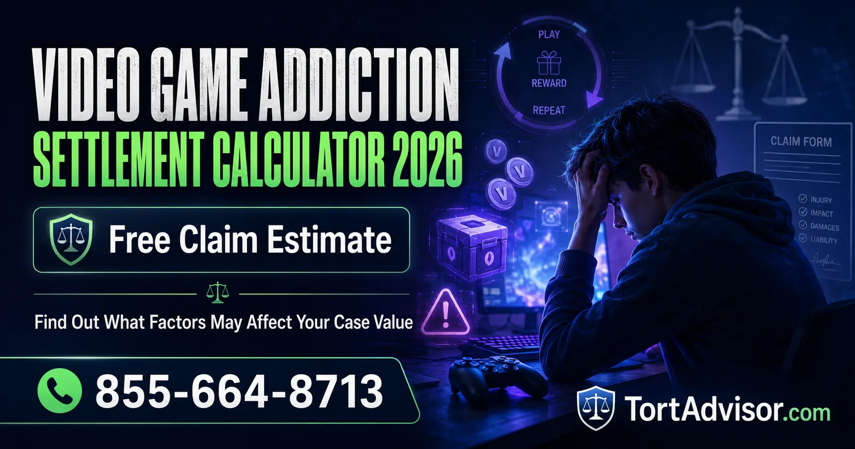 Video Game Addiction Settlement Calculator 2026 from TortAdvisor