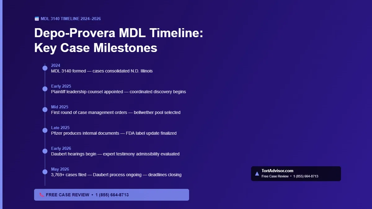 Depo-Provera MDL 3140 litigation timeline 2024–2026 depo-provera lawsuit update may 2026