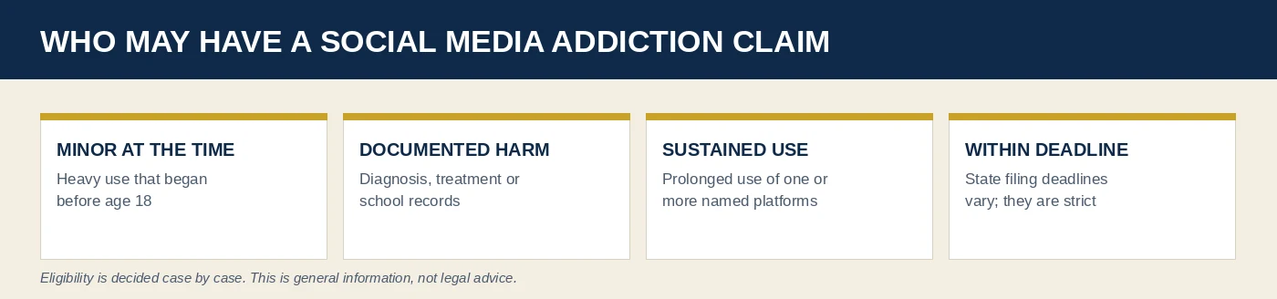 Social Media Abuse Lawsuit 2026: Landmark Negligence Verdict, Who Qualifies & How to File 3 Who may have a social media addiction lawsuit claim including mental health harm, school impact, exploitation and sextortion