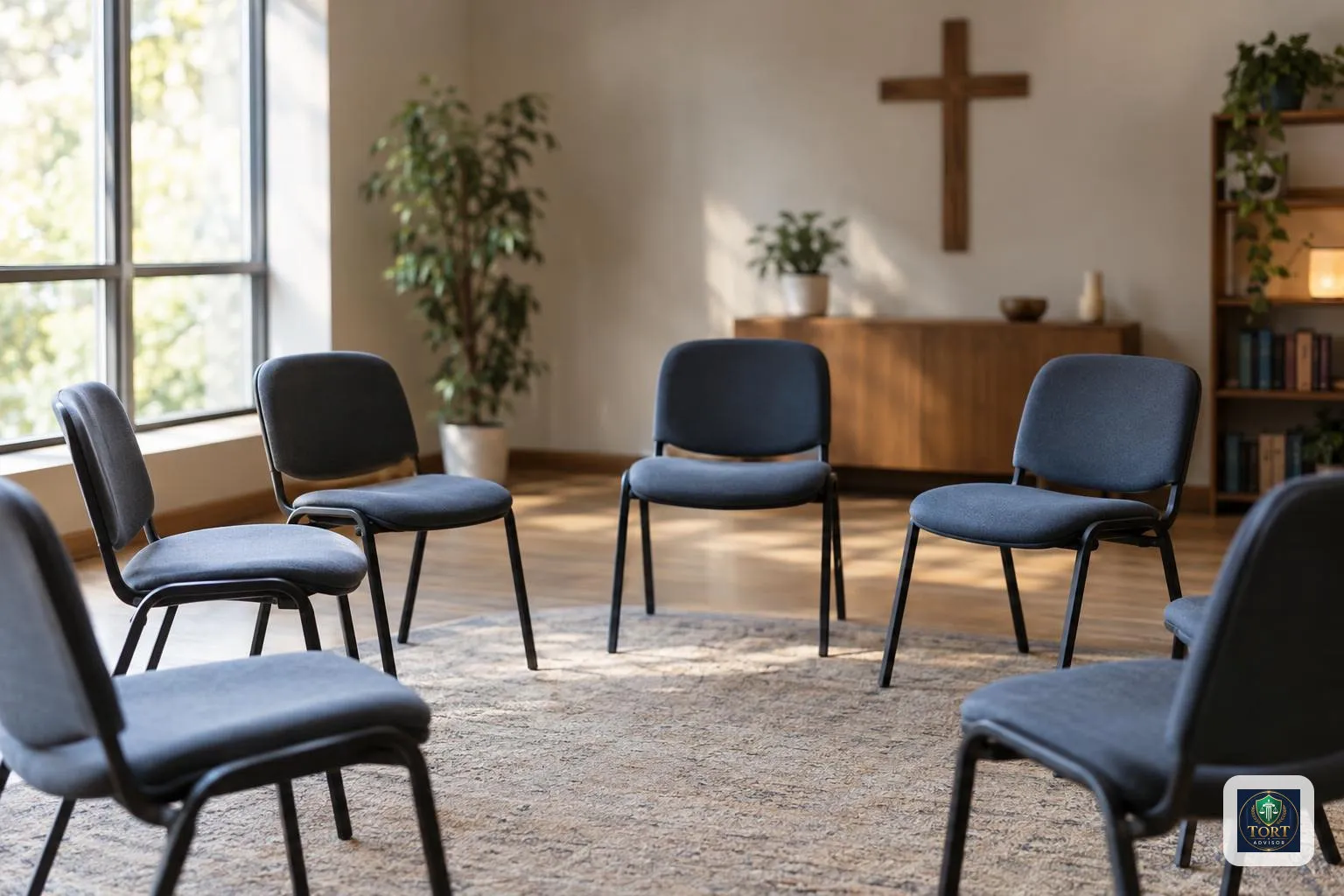 Quiet religious community room illustrating the institutional context of a California clergy abuse lawsuit