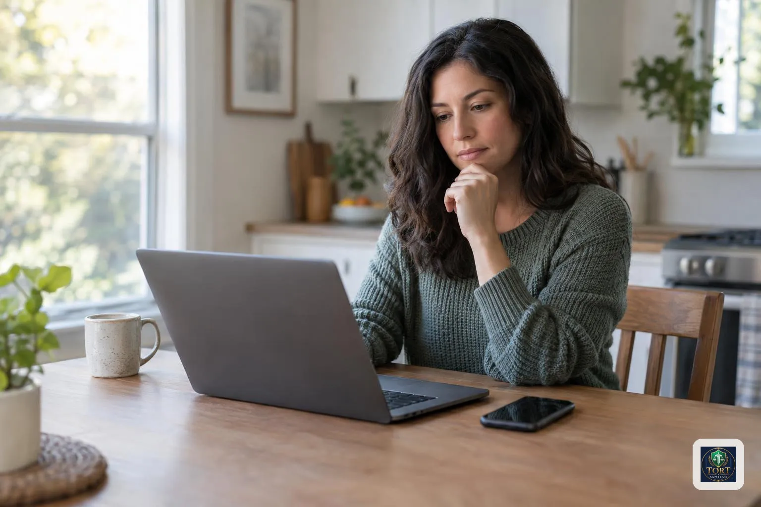 Adult using a laptop at home to prepare an FMCSA safety complaint